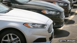 Ford Fusions on display in Melrose Park, Illinois