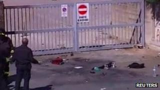Blast scene outside Francesca Morvillo Falcone vocational school