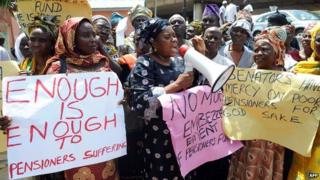 Ex-civil servants protesting in Abuja, Nigeria (October 2012)