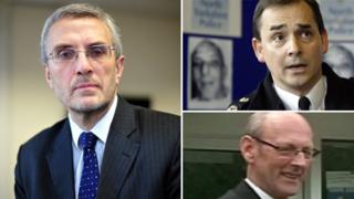 Essex PCC Nick Alston (l) said payments to former Chief Constable Roger Baker (top right) were outside national guidelines. Robert Chambers (bottom left), who agreed the sums, said the bonus payments were "within the law".