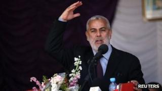 Abdelilah Benkirane addresses a PJD rally in Casablanca (1 May 2013)