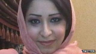 Iman al-Qahtani's face from a Twitter account in her name