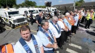 The Orange Order has staged a protest on the Woodvale Road last Saturday after the latest parade was stopped