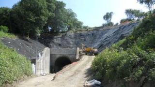 Beaminster Tunnel entrance picture taken on 11 July 2013 as the works near completion