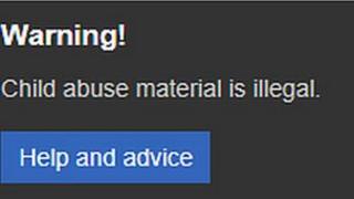 Bing warning pop-up message