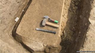 A close up of the coffin