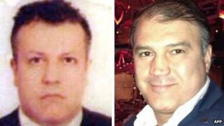 Murat Akpinar (r) and his co-pilot Murat Agca (l), who were kidnapped in Lebanon