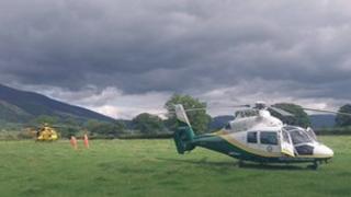 RAF Sea King helicopter and Great North Air Ambulance