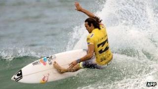 Surfer Jordy Smith competing in the ASP world tour Billabong Rio Pro 2013 finals