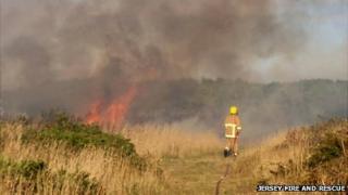 Fire on Les Landes Common, picture courtesy Jersey Fire and Rescue Service