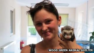 Diana Bijanskiene and Freddie the ferret