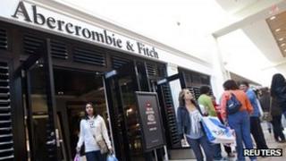 Customers leave an Abercrombie and Fitch store at South Park mall in Charlotte, North Carolina 25 Novermber 20111