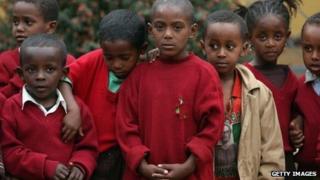 Kindergarten children in Addis Ababa, Ethiopia - March 2013