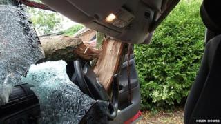 Wreckage of VW Passat at Wolterton