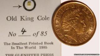 Old King Cole, seen here next to a 1p coin, was the smallest printed book in the world