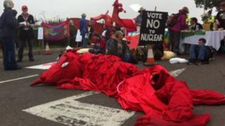 Welsh Dragon AWE protestors