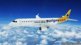Mock up of how Embraer jet would look in Aurigny colours