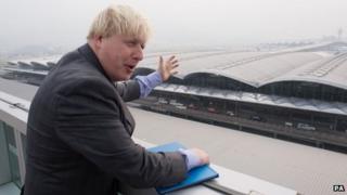 Boris Johnson takes a tour of Hong Kong International Airport