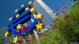 Blue euro symbol