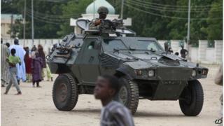 File photo of Nigerian troops patrolling in Borno state, August 2013