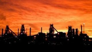 Tata's Scunthorpe works at night