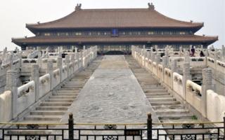 300-ton marble carving in front of the Hall of Supreme Harmony in the Forbidden City, Beijing, China