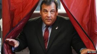 New Jersey Governor Chris Christie exits a polling station after casting his vote during the New Jersey governor election in Mendham Township, New Jersey 5 November 2013