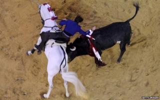 Bullfighter Pablo Hermoso de Mendoza during a bullfight at La Santamaria bullring in Bogota in January 2011