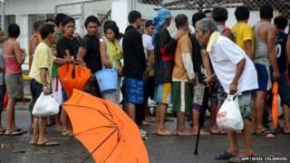 People waiting for aid