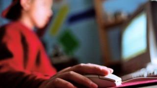 Boy using computer