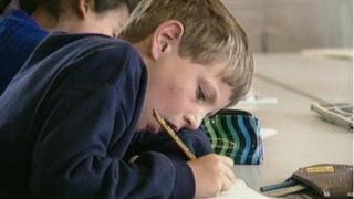Boy writing