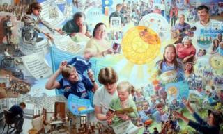 Oil painting on struggle for inclusive education