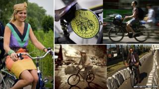 Various Europeans on bikes