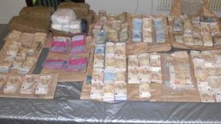 Police released a photograph of the seized cash