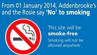 Smoking ban sign at Addenbrooke's Hospital