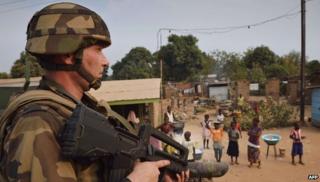 A French soldier in Bangui (15 January 2014)