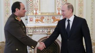Field Marshal Sisi and Vladimir Putin in Moscow, 13 Feb