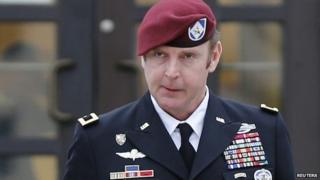 US Army Brigadier General Jeffrey Sinclair leaves the courthouse at Ft. Bragg in Fayetteville, North Carolina 4 March 2014
