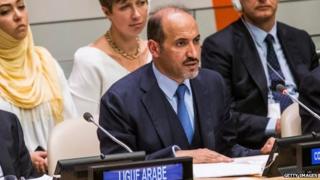 Ahmed al-Jarba, president of the Syrian Opposition Coalition, speaks at the Friends of the Syrian People meeting on the sidelines of the 68th United Nations General Assembly in September 2013