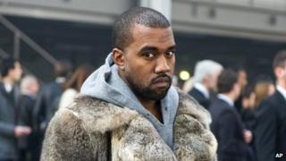 Kanye West seen in Paris, France, on 17 January 2014