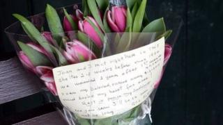 love not left by a widower at a bus stop in Neath