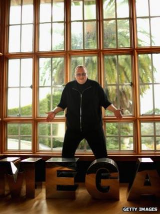 Kim Dotcom at his home