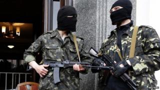 Pro-Russian militiaman in Luhansk, 30 April