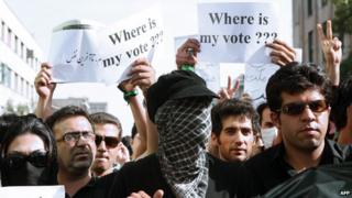 A picture posted on Twitter's photo-sharing website TwitPic during a 2009 protest