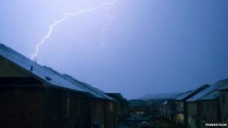 Lightning hits houses