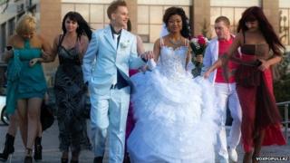 Kristina and Karolina on the day when they held an unofficial wedding