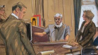 Court sketch from Abu Hamza's trial in New York