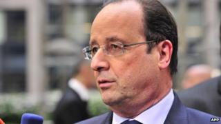 French President Francois Hollande answers journalists' questions