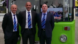 Ady Gallagher, joint manager, Craig Fleming, Director of football and Micky Chapman, joint manager