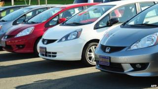 Honda fit cars on display